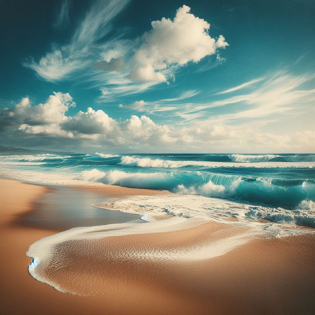 waves crashing on a beach generated with AI